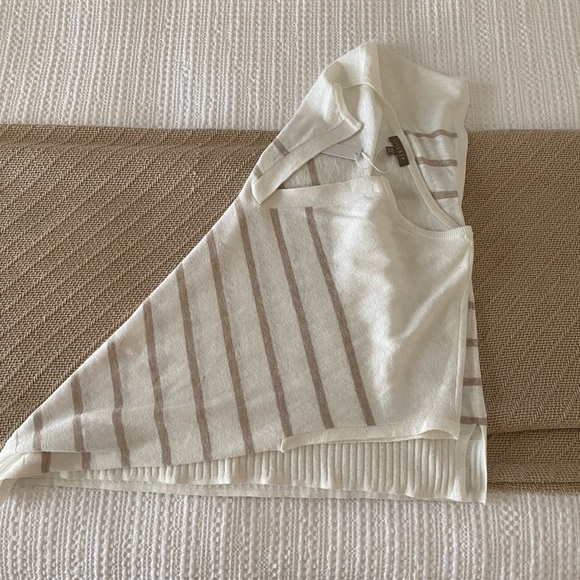 Lilla P stripe split neck tunic sweater - M/L - NWT - color: Linen Stripe - Picture 7 of 10